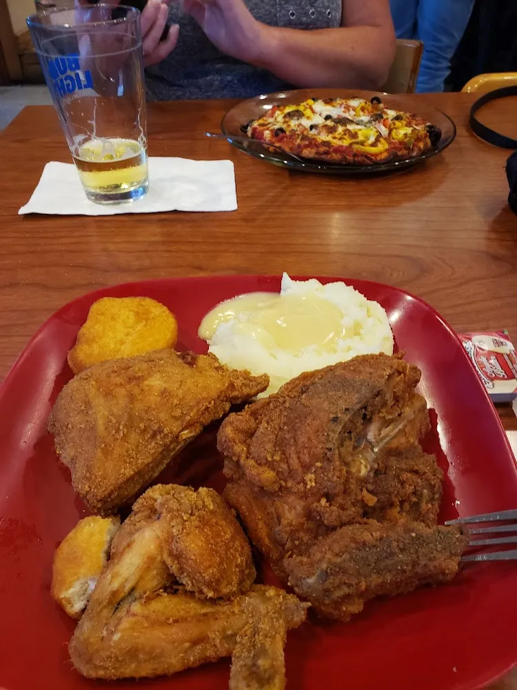 All You Can Eat Fried Chicken with Mashed Potatoes and Gravy and Fried Apple Butter Biscuits